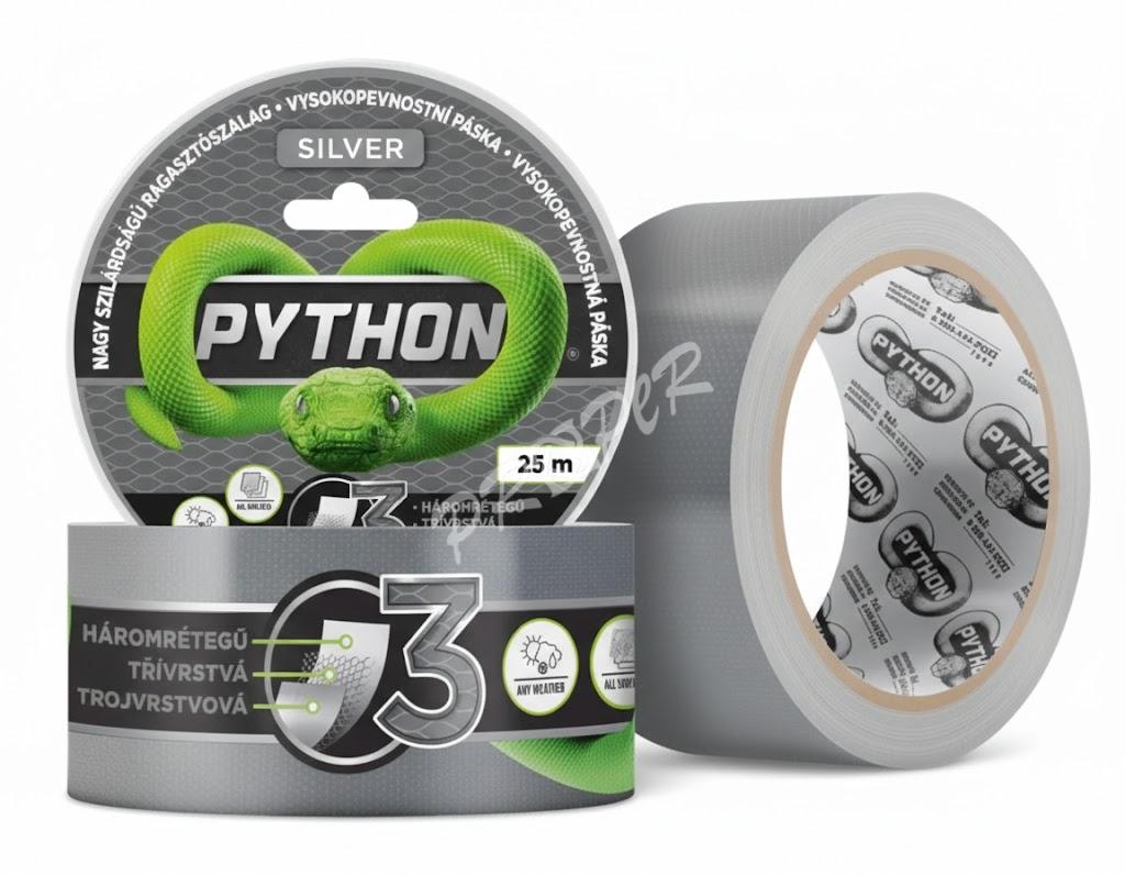PYTHON Páska vysokopevnostná Tri-layer® 10m strieborná
