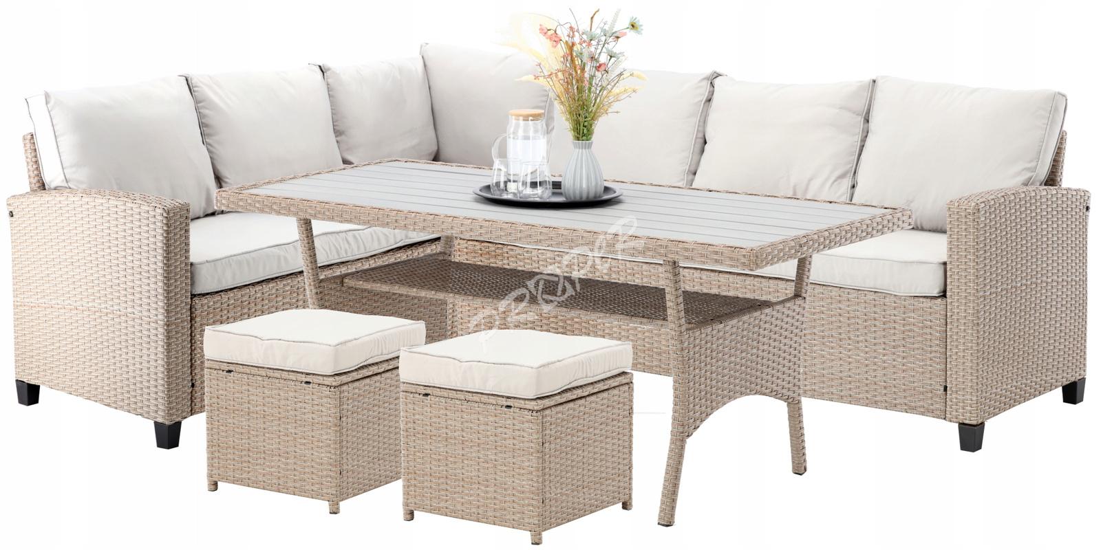 PROPER Nábytok záhradný MEGAN 4 dielny hnedý s vankúšmi