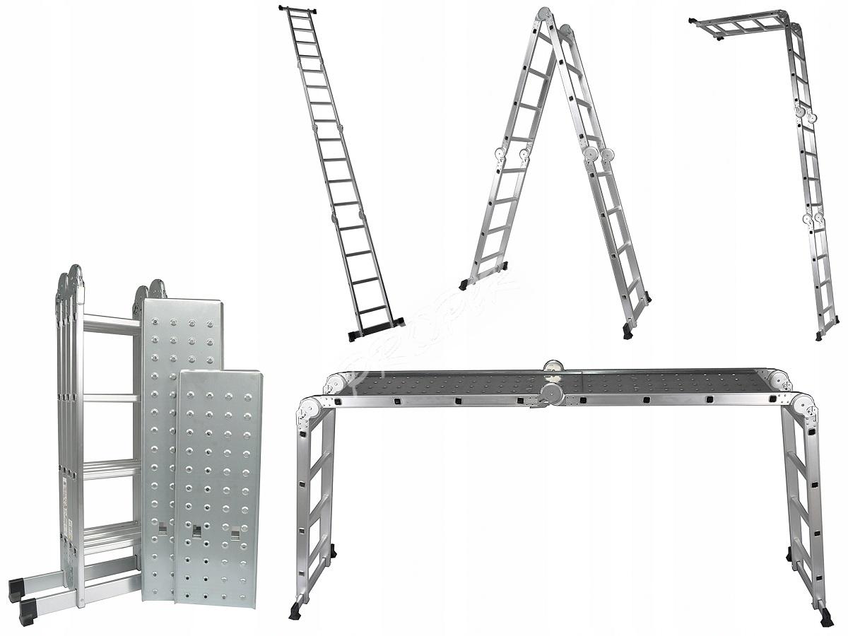 PROPER rebrík kĺbový viacúčelový 4x4 s podlážkou