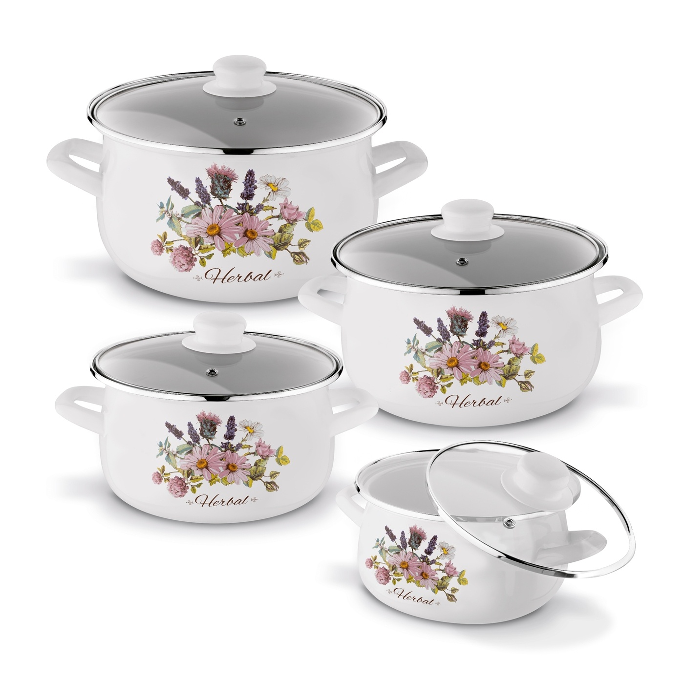 Hrniec sada smalt 8 dielna HERBAL