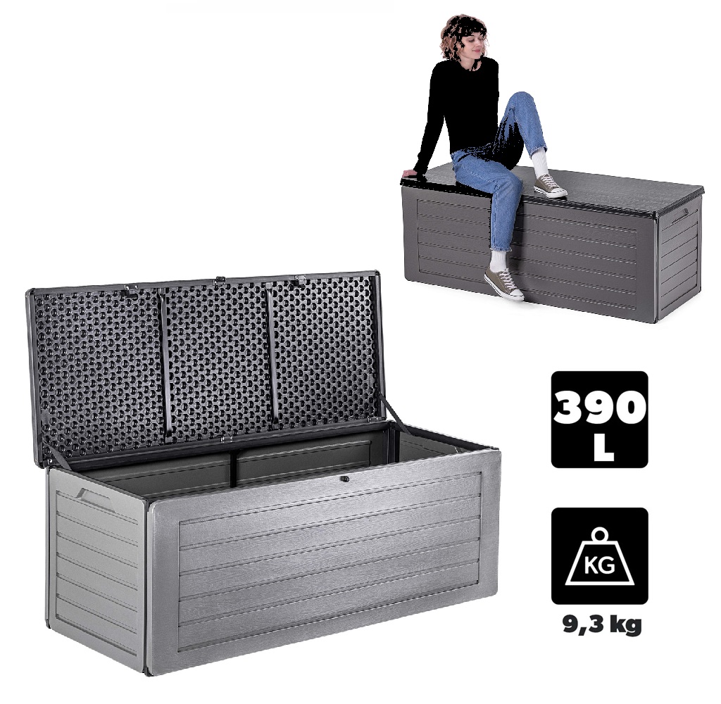 PROPER Box úložný na podušky 390L sivý 100kg nosnosť