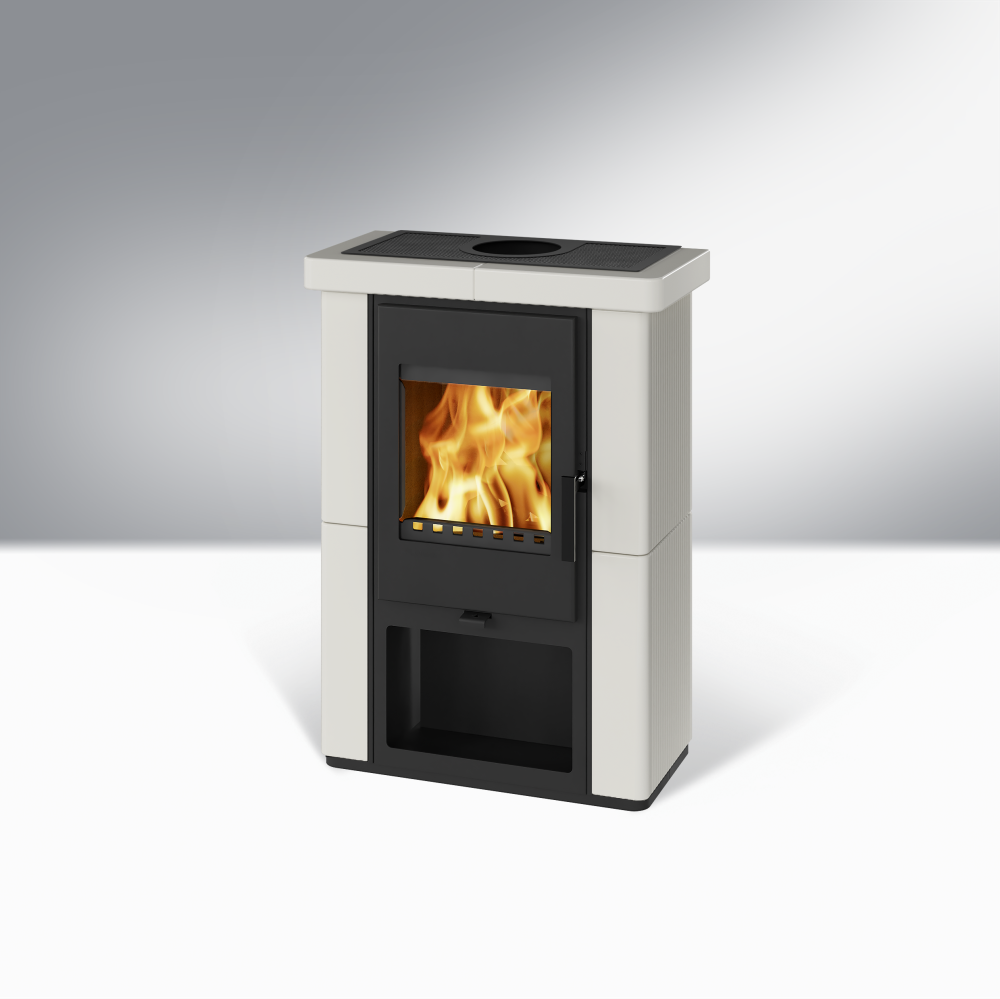 Krbové kachle BORGHOLM EXCLUSIVE FlatLine 6 kW, slonová kosť, keramika