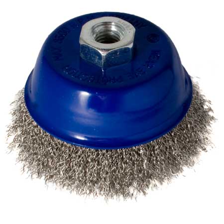 Kartáč hrnčekový 100, vlnitý drôt SS 0,30, závit M14x2 - NEREZ