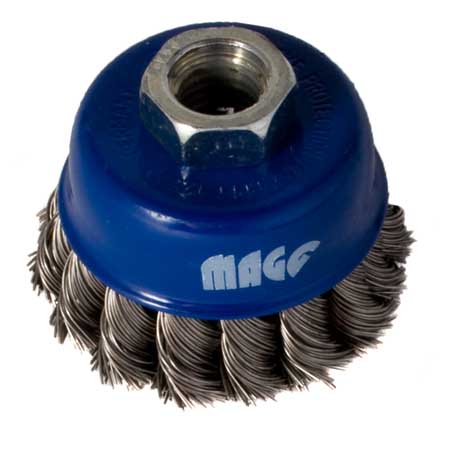 Kartáč hrnčekový 65, copánkový SS 0,50, závit M14x2 - NEREZ