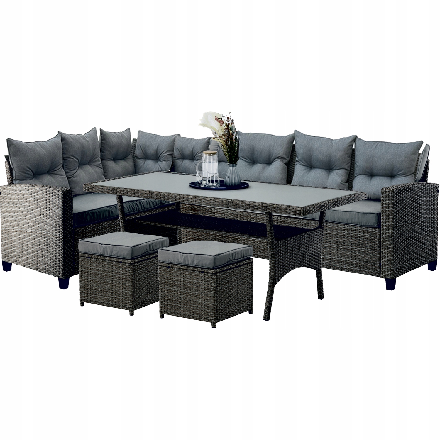 PROPER Nábytok záhradný MEGAN 4 dielny šedý s vankúšmi