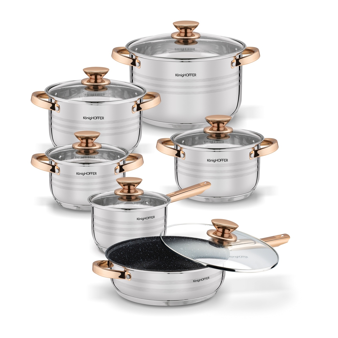 Konighoffer Sada hrncov BARI Rose gold 12dielna