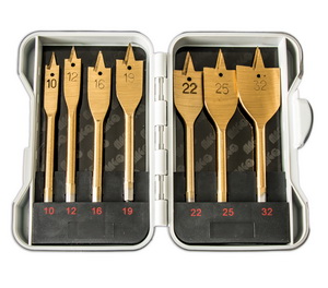 Sada plochých vrtákov do dreva 10,12,16,19,22,25,32 mm TITAN